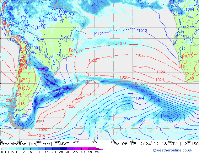 Z500/Rain (+SLP)/Z850 ECMWF śro. 08.05.2024 18 UTC