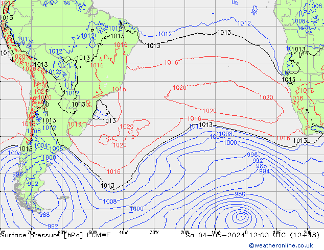 pressão do solo ECMWF Sáb 04.05.2024 12 UTC