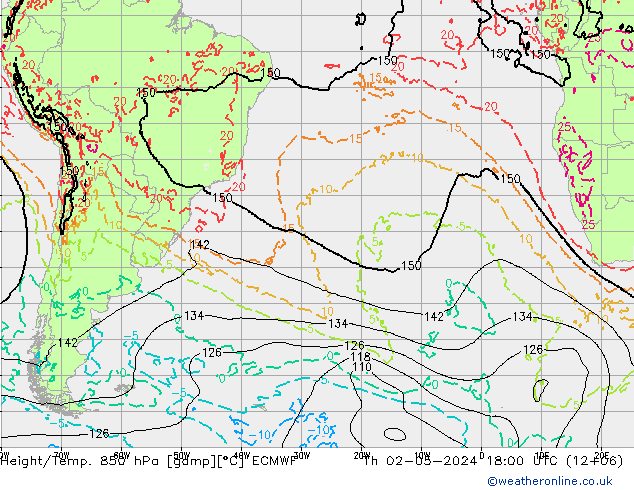 Z500/Rain (+SLP)/Z850 ECMWF jue 02.05.2024 18 UTC