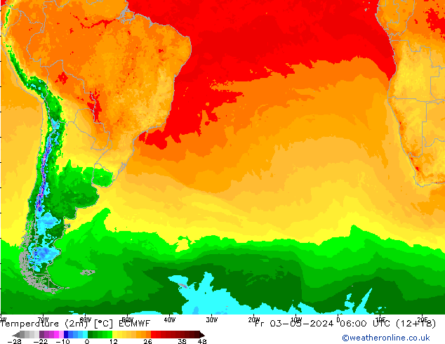 Temperatura (2m) ECMWF ven 03.05.2024 06 UTC