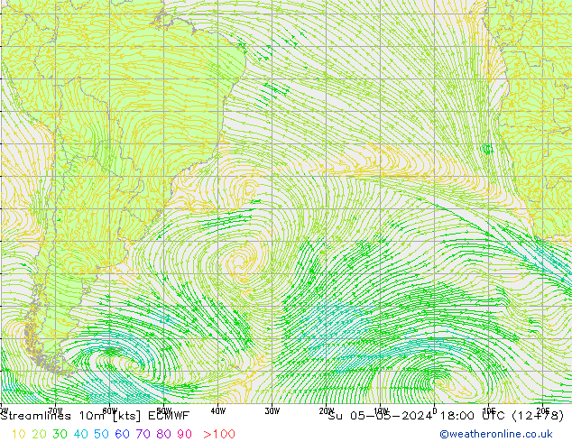 Ligne de courant 10m ECMWF dim 05.05.2024 18 UTC