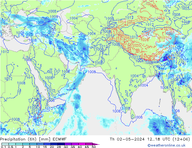 Z500/Rain (+SLP)/Z850 ECMWF 星期四 02.05.2024 18 UTC