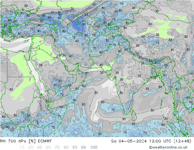 Humidité rel. 700 hPa ECMWF sam 04.05.2024 12 UTC