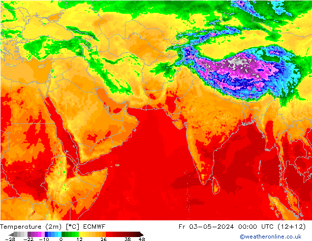 Temperatura (2m) ECMWF ven 03.05.2024 00 UTC