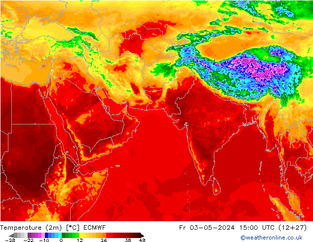 Sıcaklık Haritası (2m) ECMWF Cu 03.05.2024 15 UTC