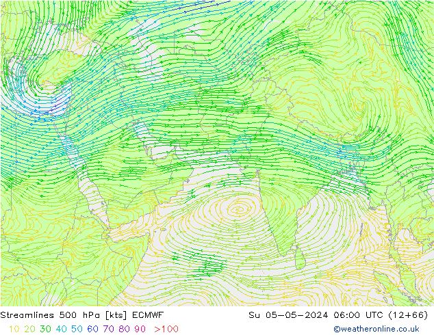 Línea de corriente 500 hPa ECMWF dom 05.05.2024 06 UTC