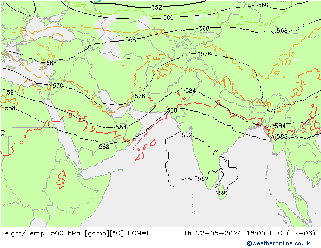 Z500/Rain (+SLP)/Z850 ECMWF 星期四 02.05.2024 18 UTC