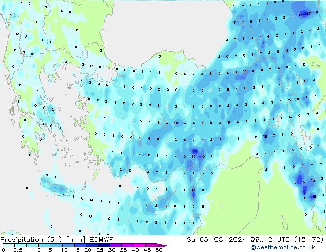 Z500/Rain (+SLP)/Z850 ECMWF dom 05.05.2024 12 UTC