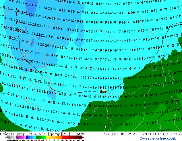 Height/Temp. 500 hPa ECMWF Su 12.05.2024 12 UTC