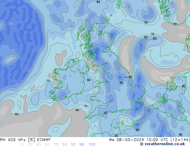 Humedad rel. 925hPa ECMWF mié 08.05.2024 12 UTC