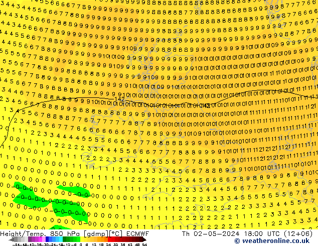 Z500/Rain (+SLP)/Z850 ECMWF czw. 02.05.2024 18 UTC