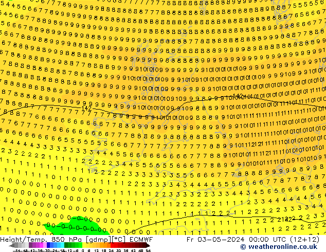 Z500/Rain (+SLP)/Z850 ECMWF Fr 03.05.2024 00 UTC