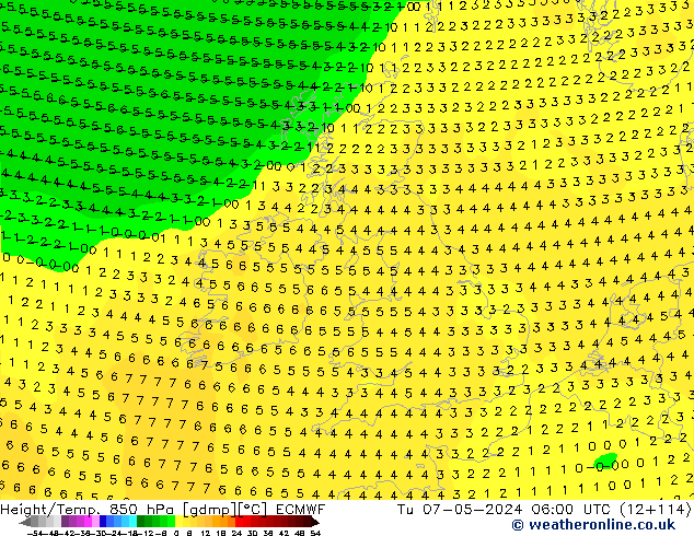 Z500/Rain (+SLP)/Z850 ECMWF  07.05.2024 06 UTC