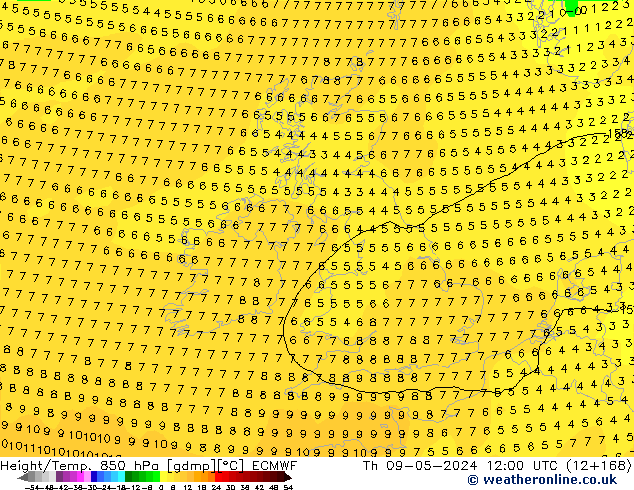 Z500/Rain (+SLP)/Z850 ECMWF  09.05.2024 12 UTC