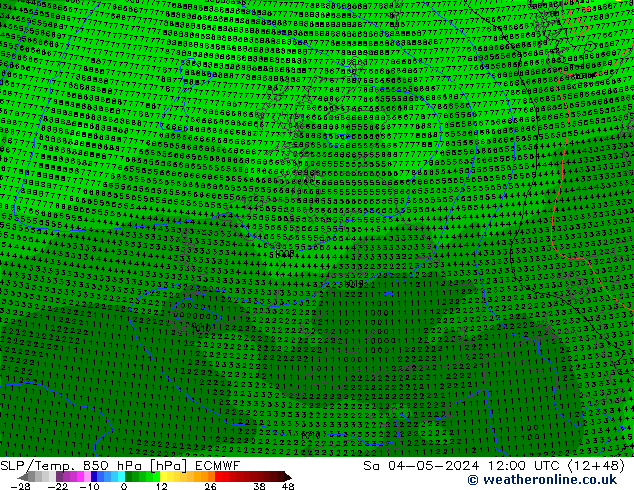 SLP/Temp. 850 hPa ECMWF za 04.05.2024 12 UTC