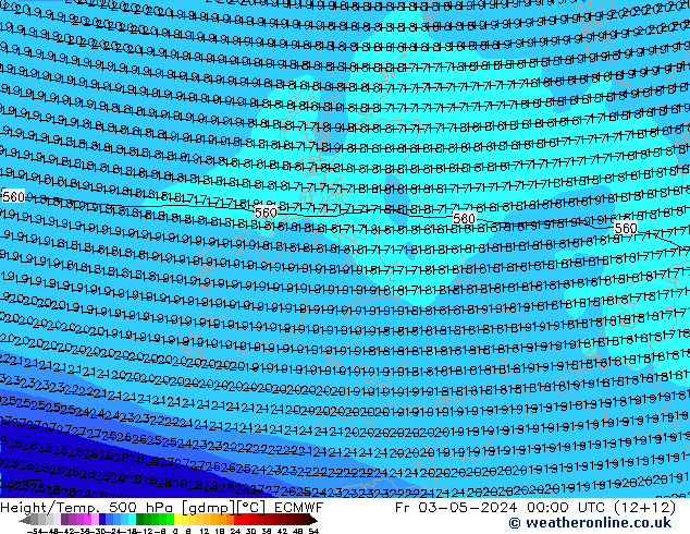 Z500/Rain (+SLP)/Z850 ECMWF Fr 03.05.2024 00 UTC
