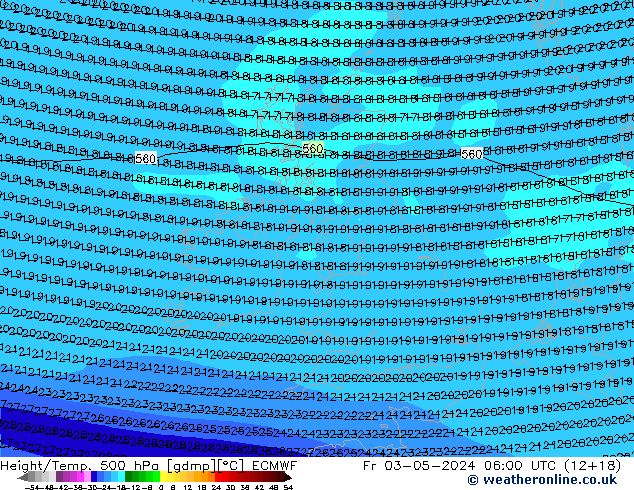 Z500/Regen(+SLP)/Z850 ECMWF vr 03.05.2024 06 UTC