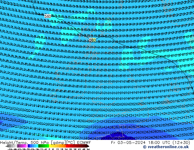 Z500/Rain (+SLP)/Z850 ECMWF Pá 03.05.2024 18 UTC