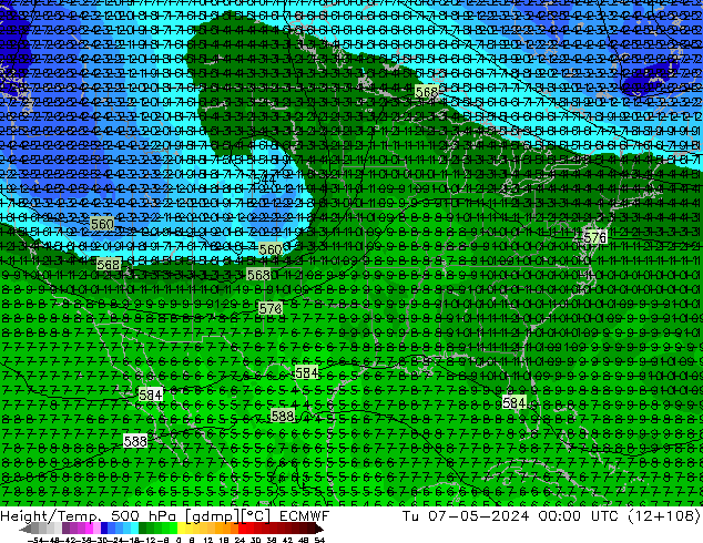 Z500/Rain (+SLP)/Z850 ECMWF Tu 07.05.2024 00 UTC