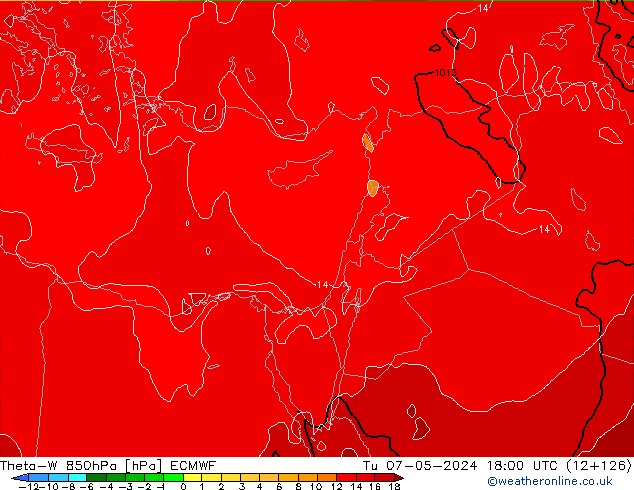Theta-W 850hPa ECMWF mar 07.05.2024 18 UTC