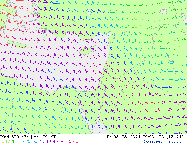 Wind 500 hPa ECMWF Fr 03.05.2024 09 UTC