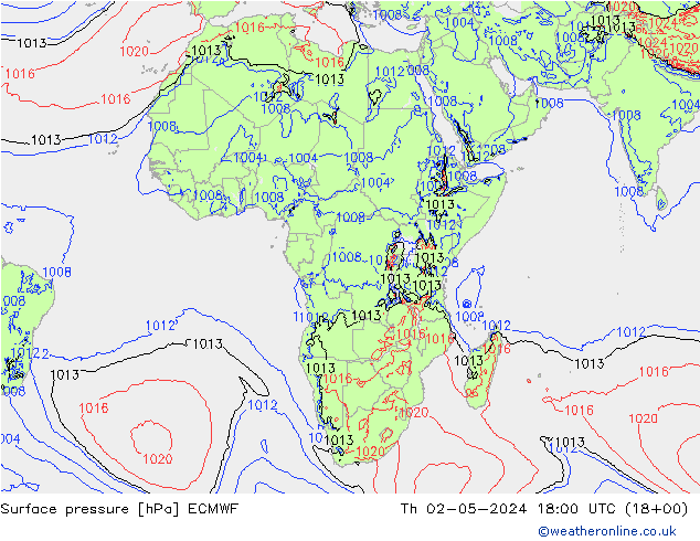 Surface pressure ECMWF Th 02.05.2024 18 UTC