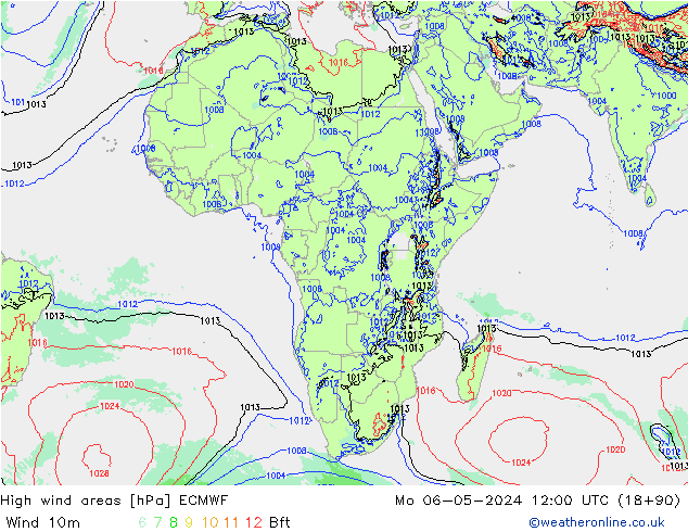High wind areas ECMWF  06.05.2024 12 UTC