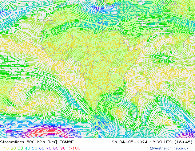 Línea de corriente 500 hPa ECMWF sáb 04.05.2024 18 UTC