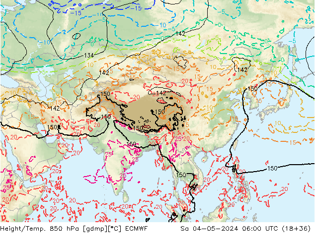 Z500/Rain (+SLP)/Z850 ECMWF sam 04.05.2024 06 UTC