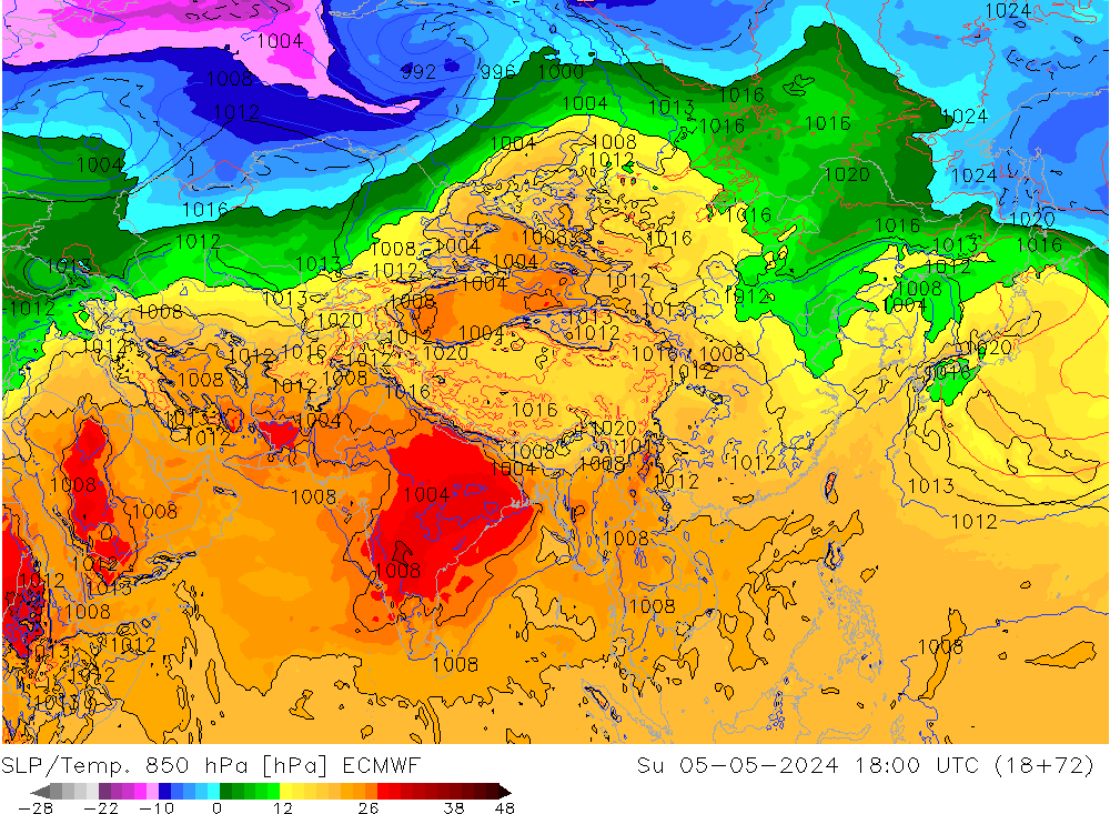 SLP/Temp. 850 hPa ECMWF dim 05.05.2024 18 UTC