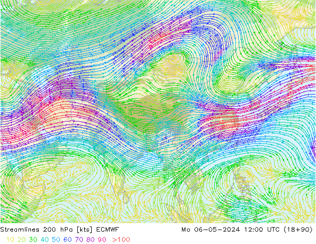 ветер 200 гПа ECMWF пн 06.05.2024 12 UTC