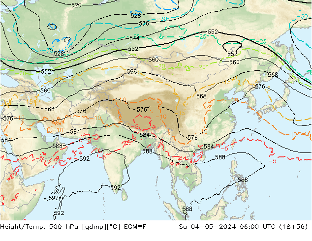 Z500/Rain (+SLP)/Z850 ECMWF sam 04.05.2024 06 UTC