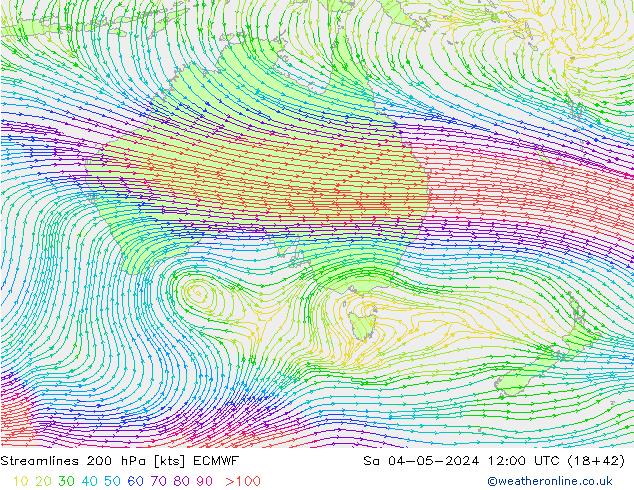 Stromlinien 200 hPa ECMWF Sa 04.05.2024 12 UTC