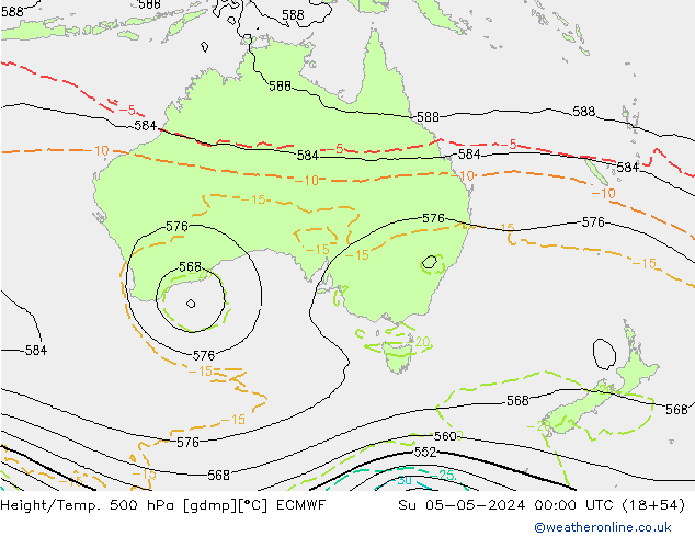 Z500/Rain (+SLP)/Z850 ECMWF Su 05.05.2024 00 UTC