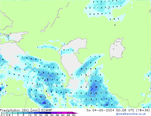 Precipitation (6h) ECMWF Sa 04.05.2024 06 UTC