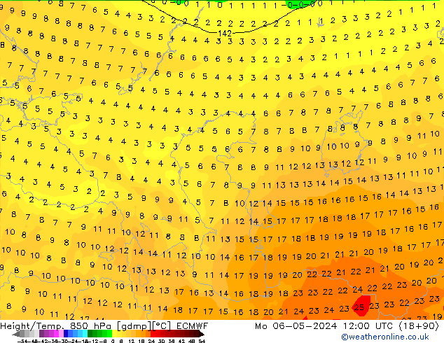 Z500/Rain (+SLP)/Z850 ECMWF Mo 06.05.2024 12 UTC