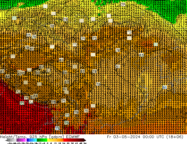 Height/Temp. 925 hPa ECMWF 星期五 03.05.2024 00 UTC