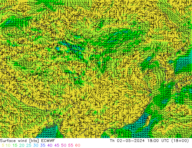 风 10 米 ECMWF 星期四 02.05.2024 18 UTC