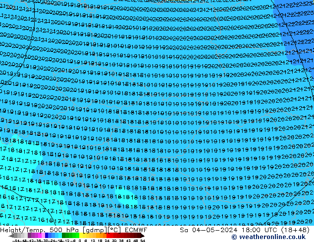 Z500/Rain (+SLP)/Z850 ECMWF sam 04.05.2024 18 UTC