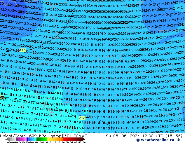 Z500/Regen(+SLP)/Z850 ECMWF zo 05.05.2024 12 UTC