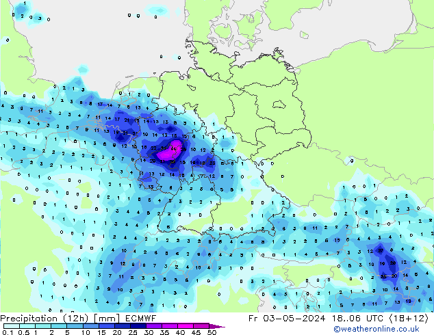 降水量 (12h) ECMWF 星期五 03.05.2024 06 UTC