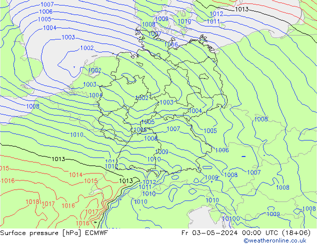 地面气压 ECMWF 星期五 03.05.2024 00 UTC