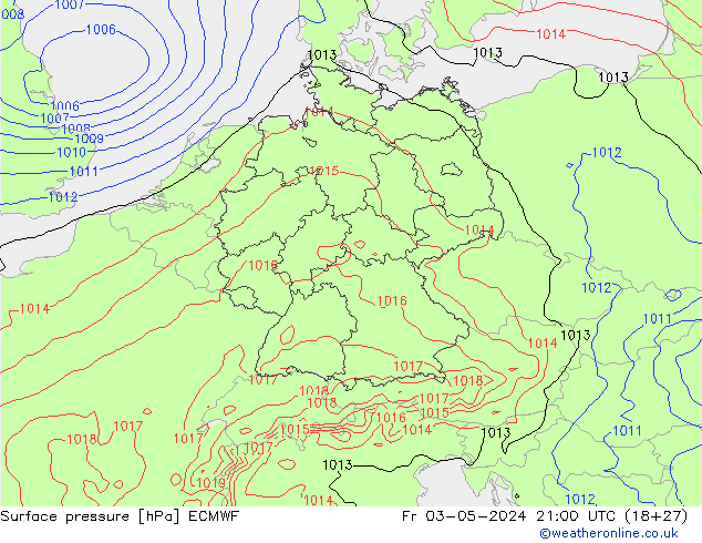 Surface pressure ECMWF Fr 03.05.2024 21 UTC