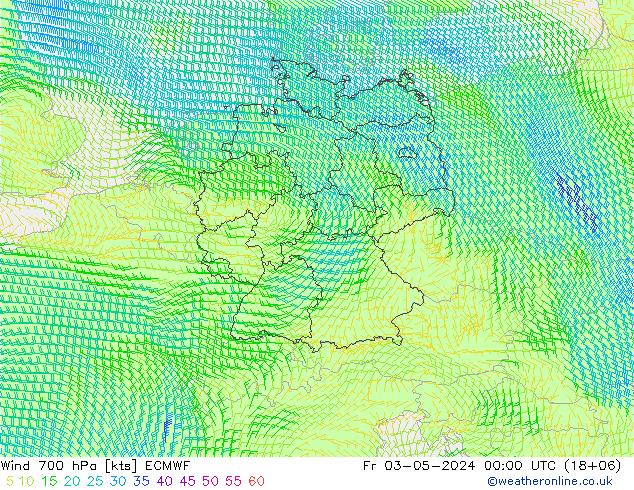 风 700 hPa ECMWF 星期五 03.05.2024 00 UTC