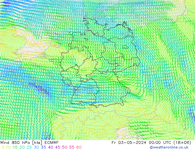 风 850 hPa ECMWF 星期五 03.05.2024 00 UTC
