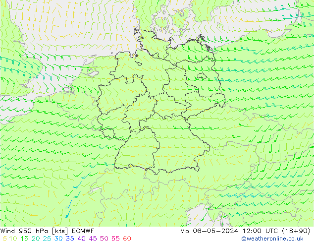 Vent 950 hPa ECMWF lun 06.05.2024 12 UTC