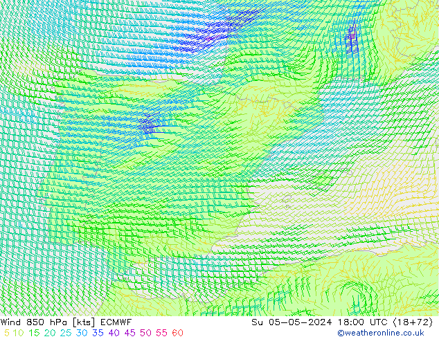 Wind 850 hPa ECMWF Ne 05.05.2024 18 UTC