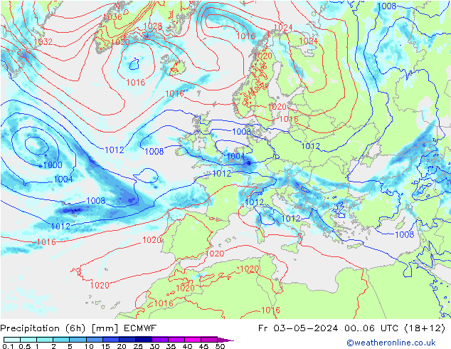 Z500/Rain (+SLP)/Z850 ECMWF Pá 03.05.2024 06 UTC