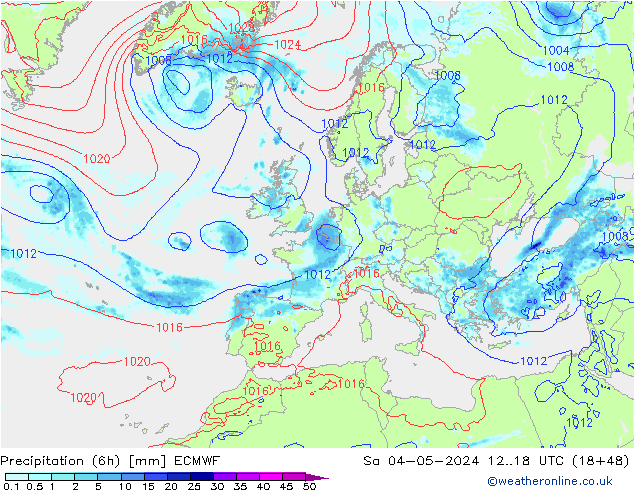 Z500/Rain (+SLP)/Z850 ECMWF Sa 04.05.2024 18 UTC