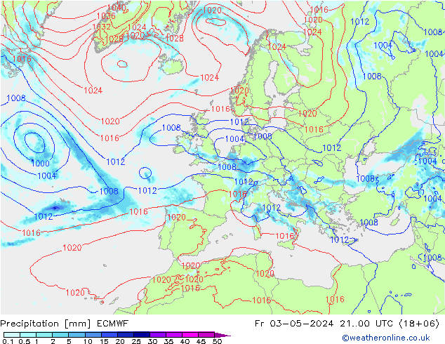 Niederschlag ECMWF Fr 03.05.2024 00 UTC